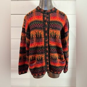 🧡ARCOHI’S – Cardigan en alpaga à motifs – Taille L (voir mesures)